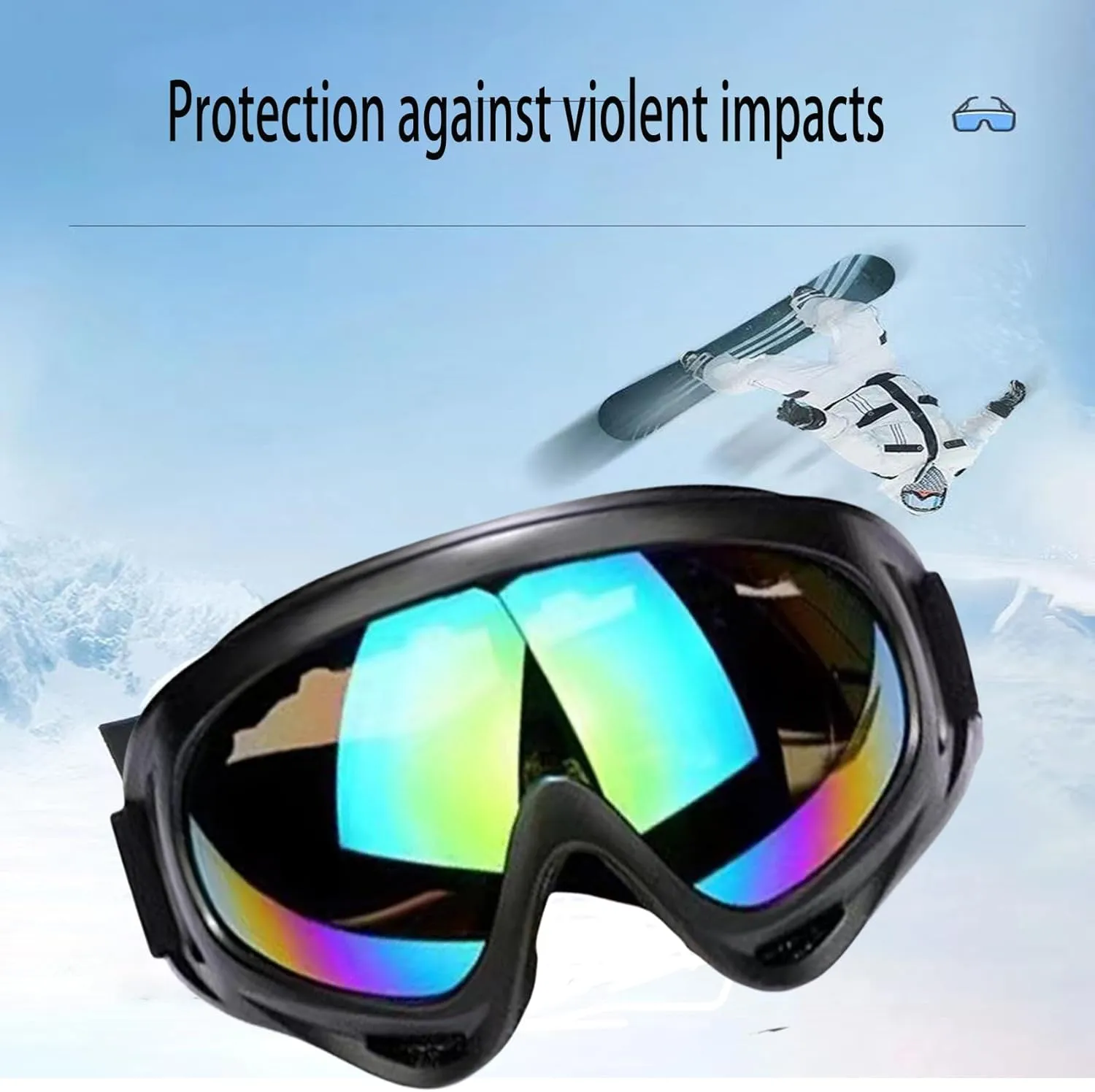 Ski Goggles Over Glasses Ski/Snowboard Goggles For Men, Women & Youth 100% UV Protection Foam Anti-Scratch Dustproof(Green)