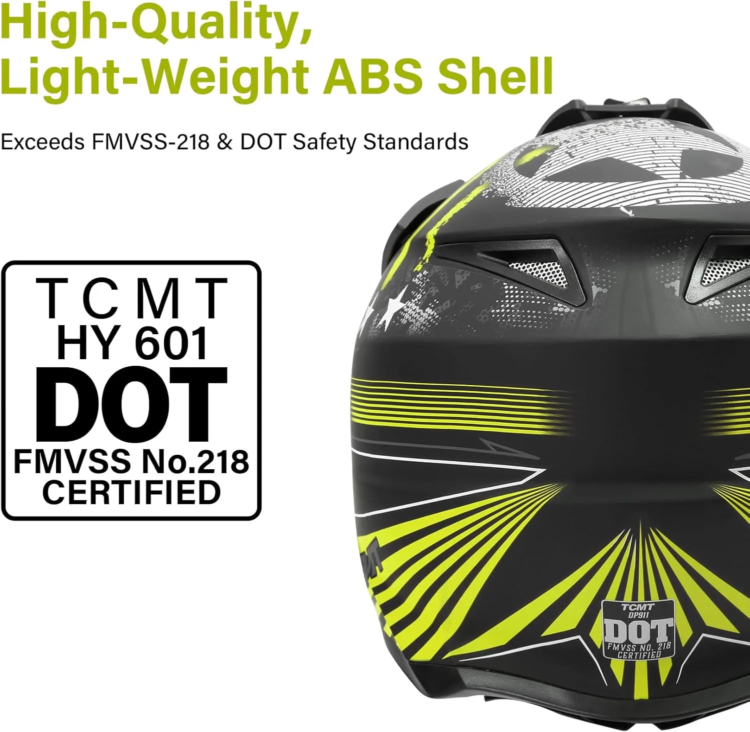 TCMT Unisex-Adult Motorcycle Full Face Off Road Helmet Dirt Bike Motocross ATV Mountain Bike MX Helmet DOT Approved