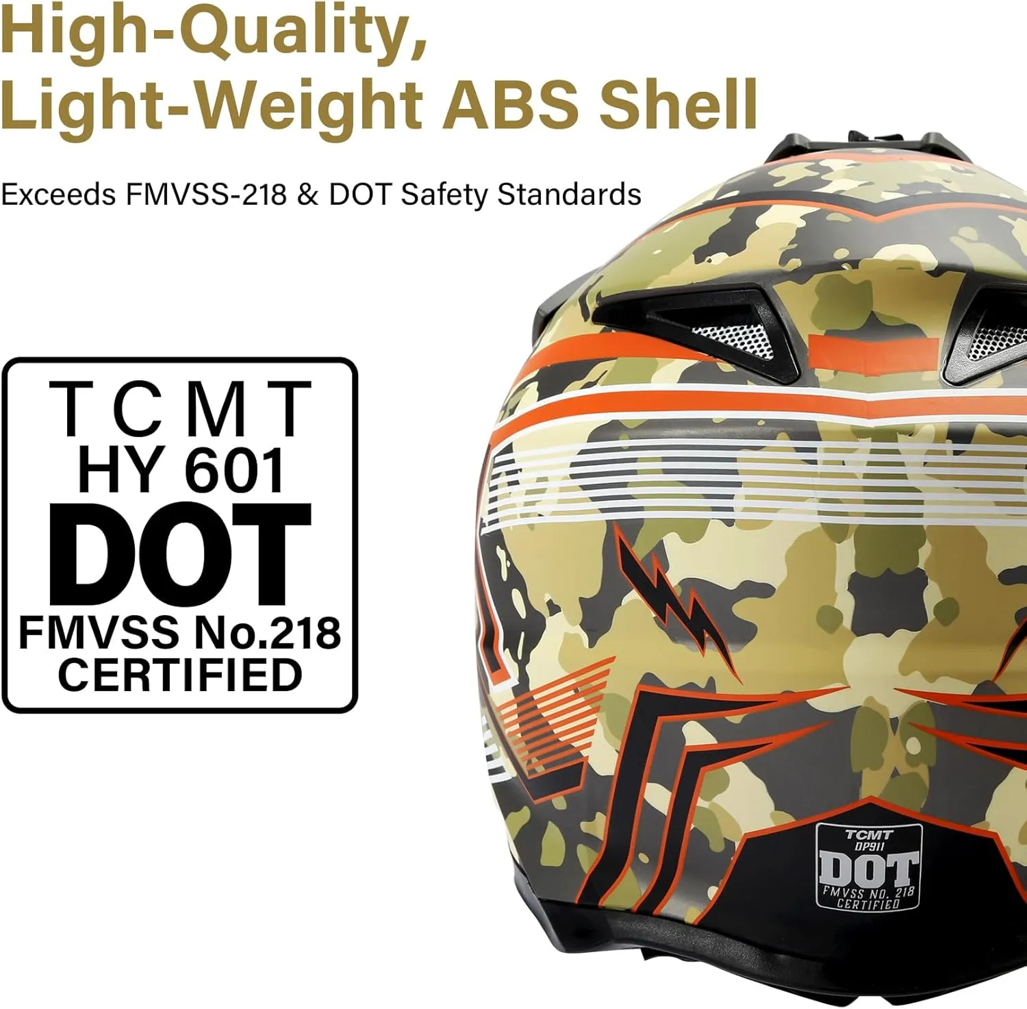 TCMT Unisex-Adult Motorcycle Full Face Off Road Helmet Dirt Bike Motocross ATV Mountain Bike MX Helmet DOT Approved