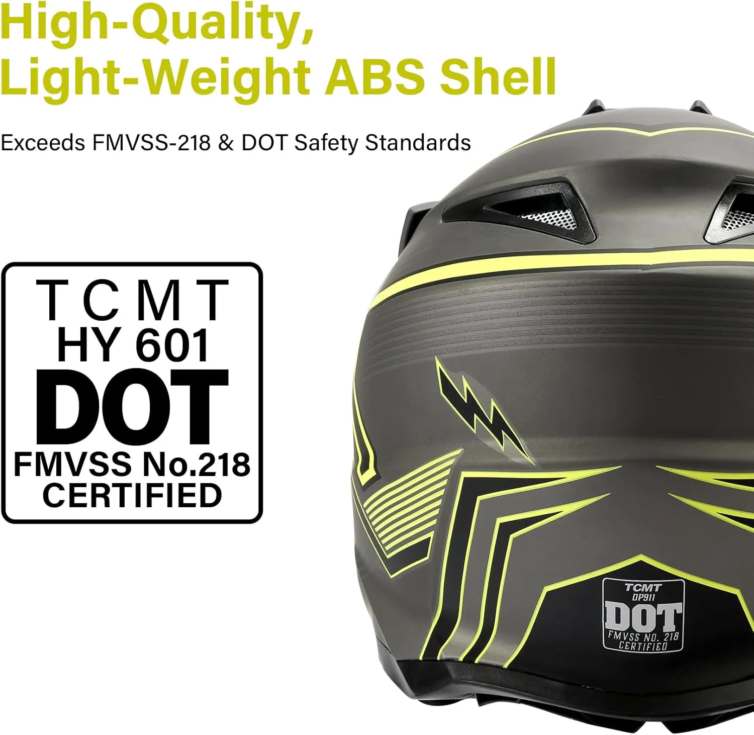 TCMT Unisex-Adult Motorcycle Full Face Off Road Helmet Dirt Bike Motocross ATV Mountain Bike MX Helmet DOT Approved