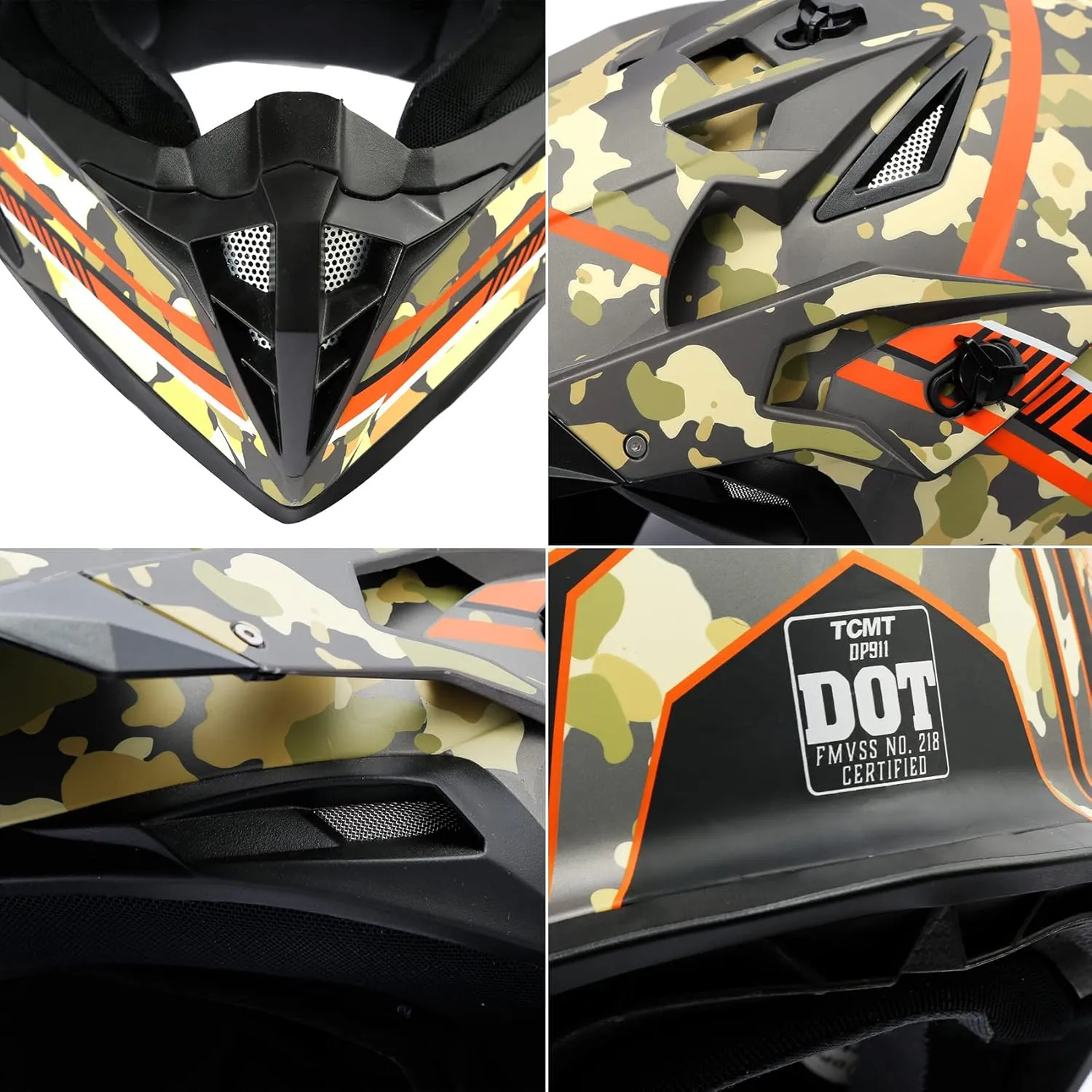 TCMT Unisex-Adult Motorcycle Full Face Off Road Helmet Dirt Bike Motocross ATV Mountain Bike MX Helmet DOT Approved