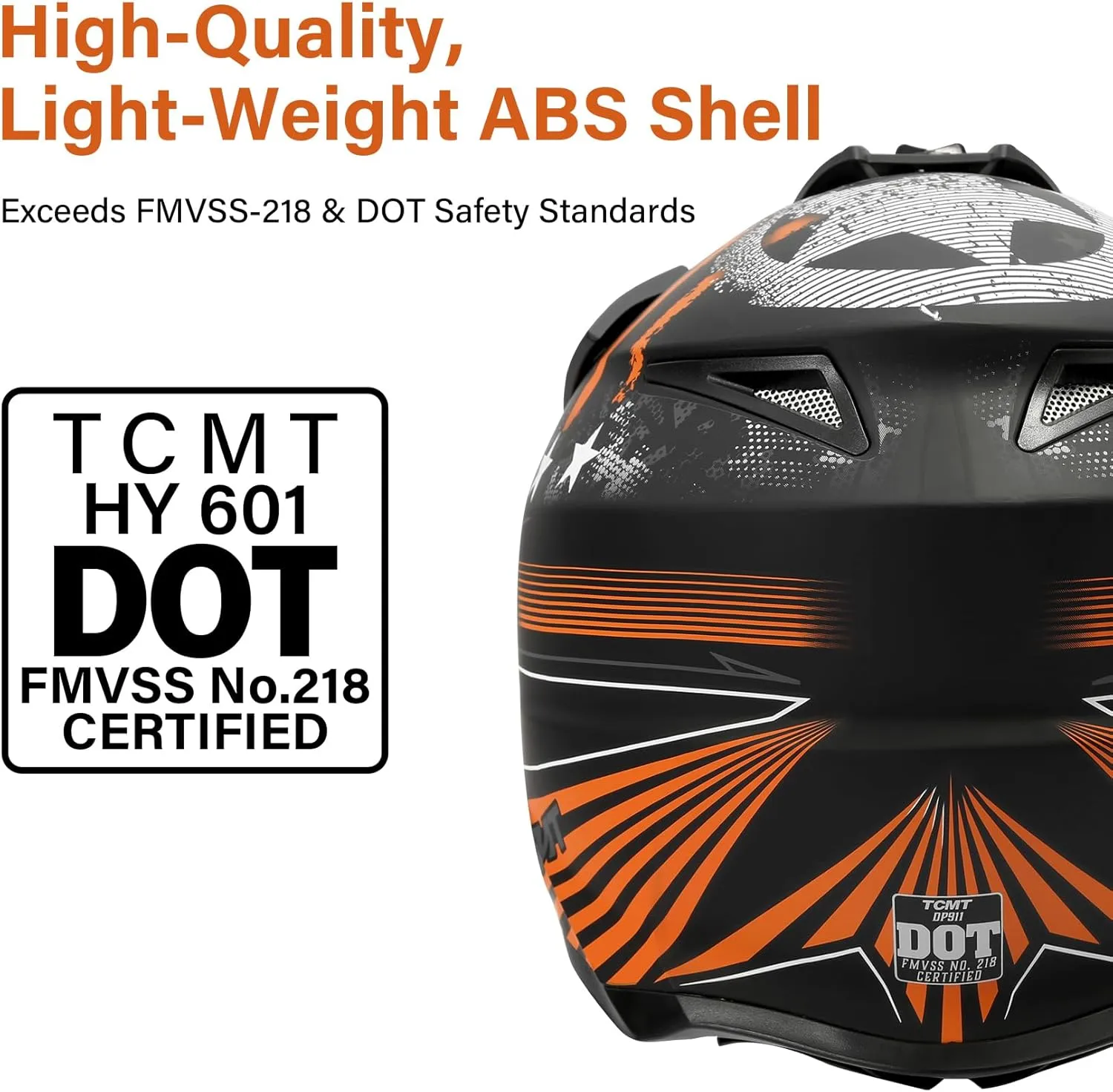 TCMT Unisex-Adult Motorcycle Full Face Off Road Helmet Dirt Bike Motocross ATV Mountain Bike MX Helmet DOT Approved