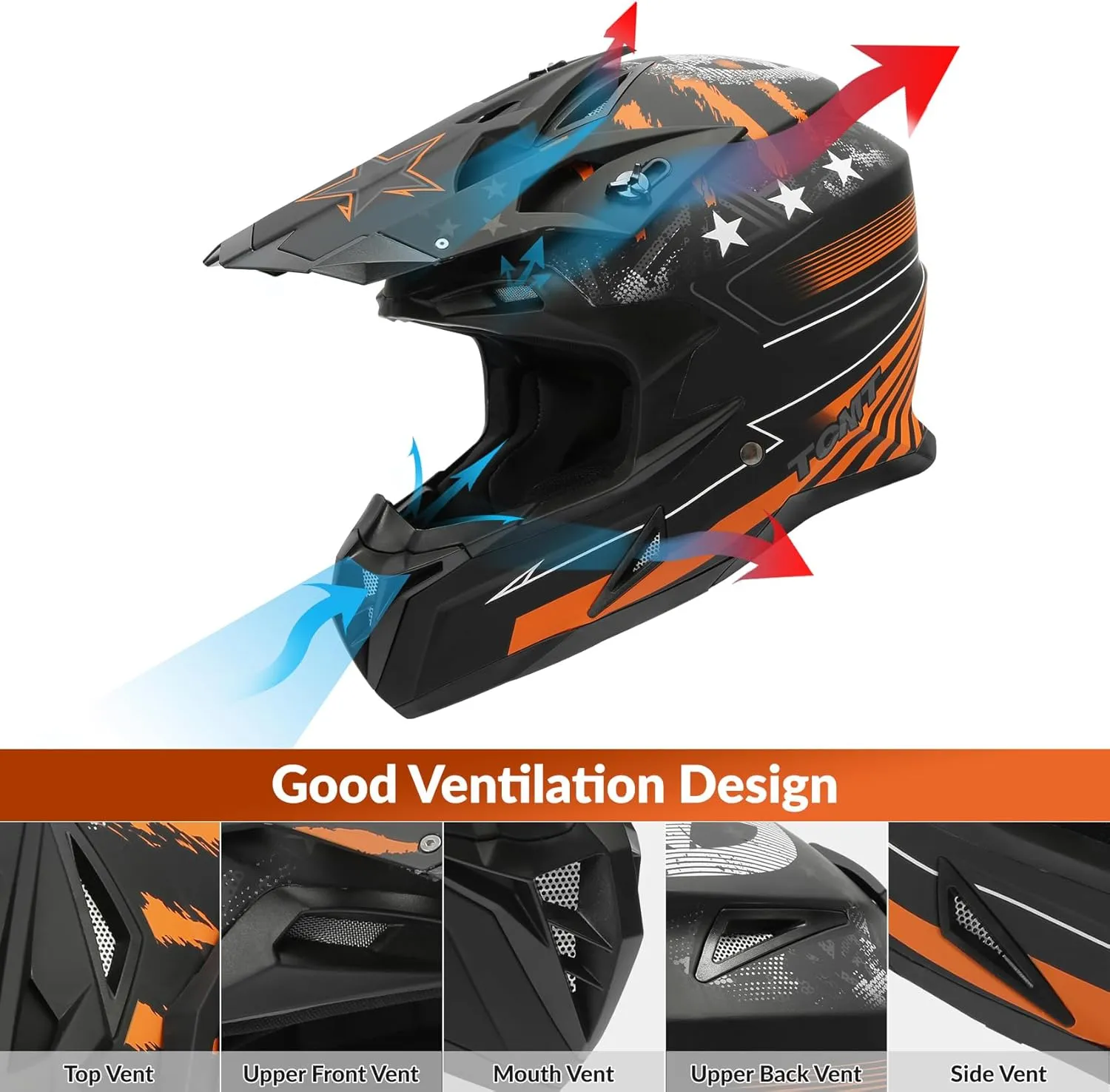 TCMT Unisex-Adult Motorcycle Full Face Off Road Helmet Dirt Bike Motocross ATV Mountain Bike MX Helmet DOT Approved