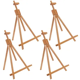 Topanga 31" High Tabletop Wood Folding A-Frame Artist Studio Easel (4 Pack) - Adjustable Beechwood Tripod Display Stand, Holds Up To 27" Canvas