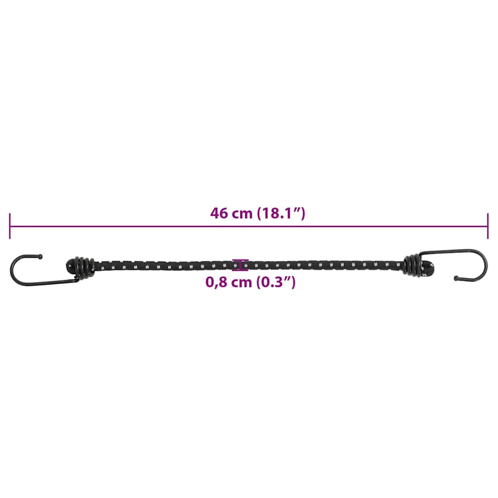 vidaXL Bungee Cords with Reflective Strips and Hooks 50 pcs 46 cm