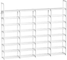 WOWLIVE Extra Large Shoe Rack, 4 Rows 8 Tier 56-64 Pairs Big Tall Metal Shoe Organizer, Stackable, Large Capacity Boot Rack Storage Organizer for Entryway, Closet, Garage, White