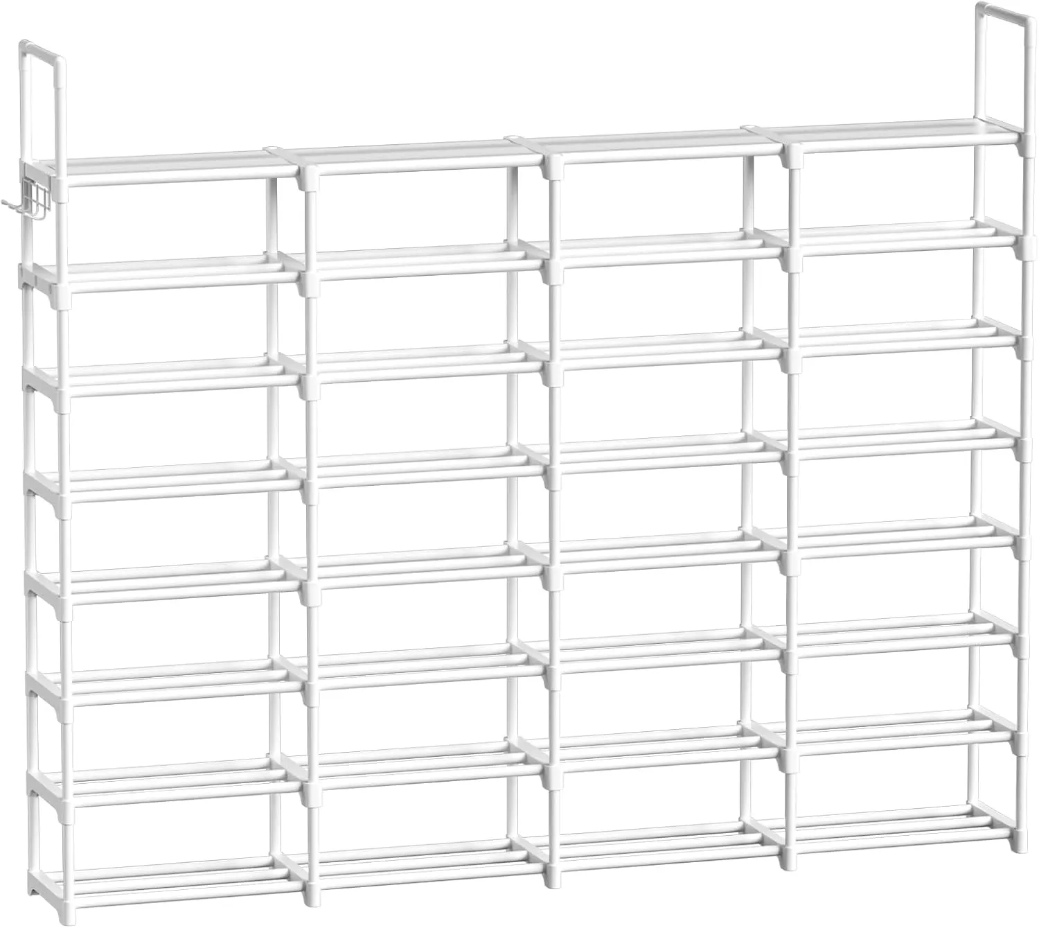 WOWLIVE Extra Large Shoe Rack, 4 Rows 8 Tier 56-64 Pairs Big Tall Metal Shoe Organizer, Stackable, Large Capacity Boot Rack Storage Organizer for Entryway, Closet, Garage, White