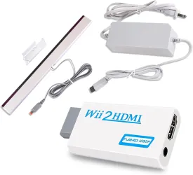 Xahpower 3 in 1 Accessories Bundle Kits for Wii, AC Power Supply Adapter   Wii to hdmi Converter and Wired Infrared Ray Sensor Bar Compatible with Nintendo Wii